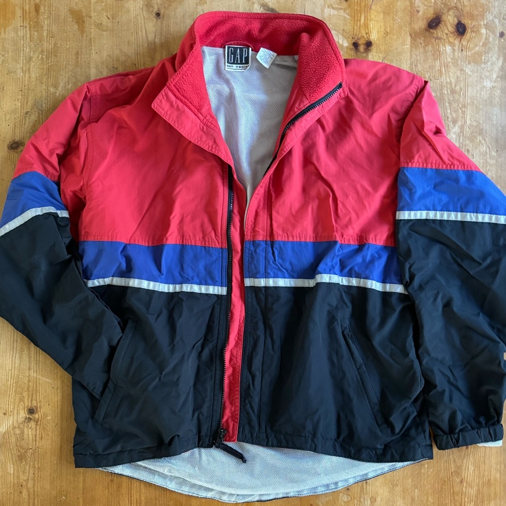 GAP Tech 90s Windbreaker Jacket Lightweight Mesh lining Reflective Medium vintag